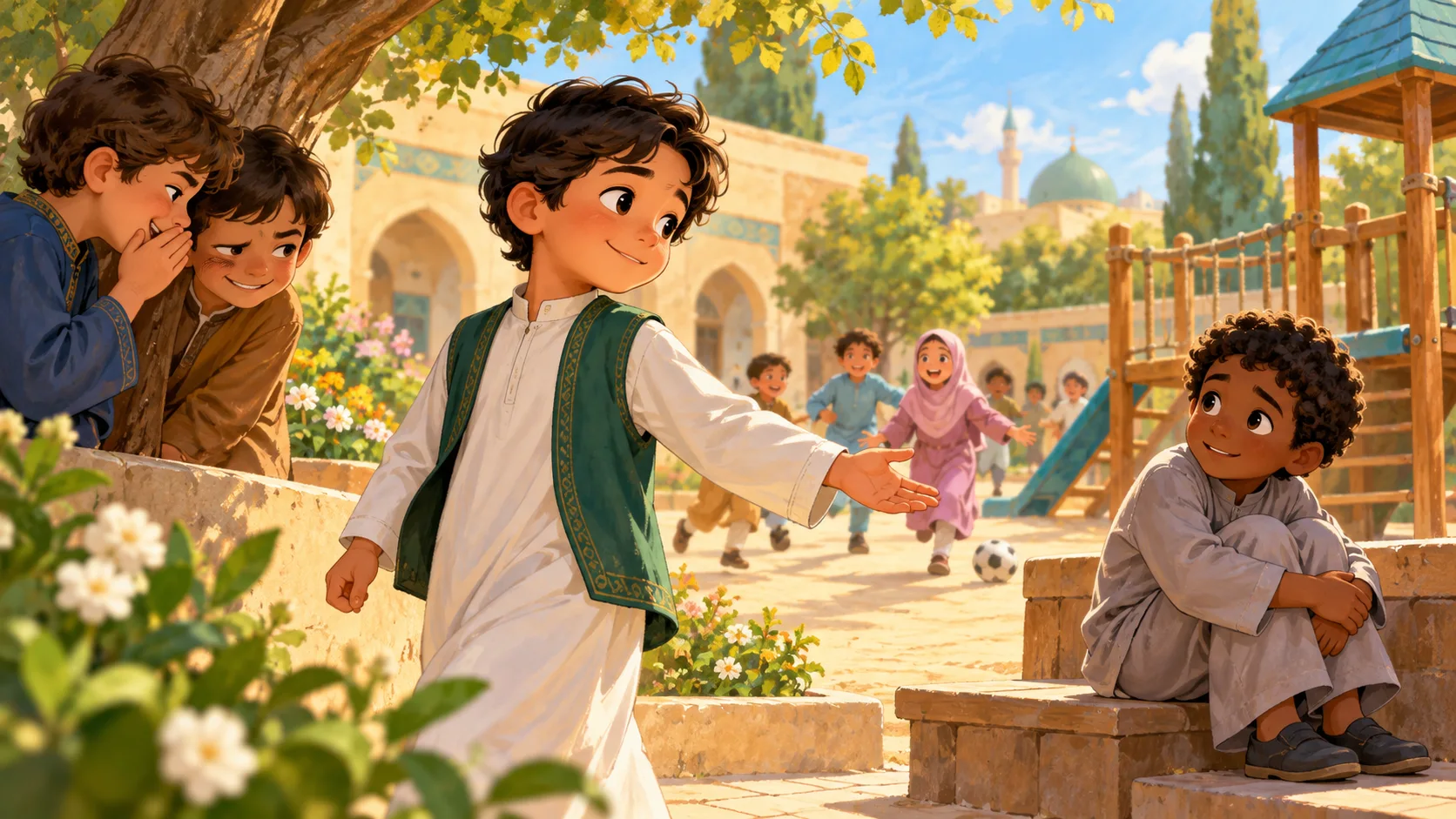 طفل يضم زميلًا إلى اللعب بدل السخرية منه